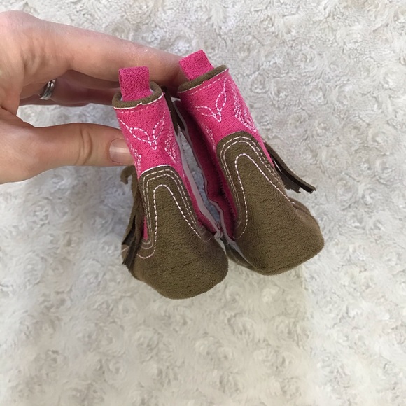 Rising Star Cowgirl Boot Booties Pink Brown Soft - Picture 3 of 7